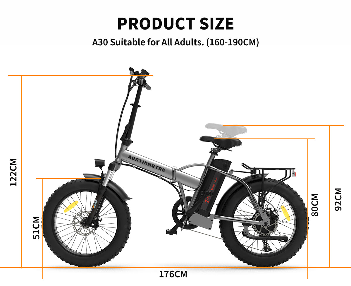 20x4.0 Inch Foldable Fat Tire Electric Bike 48V 12.5AH Extended Range Dual Disc Brakes Fenders