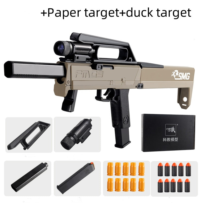 Fmg9 Folding Submachine Gun Manual Throwing Shell Soft Bullet Children Toy Gun