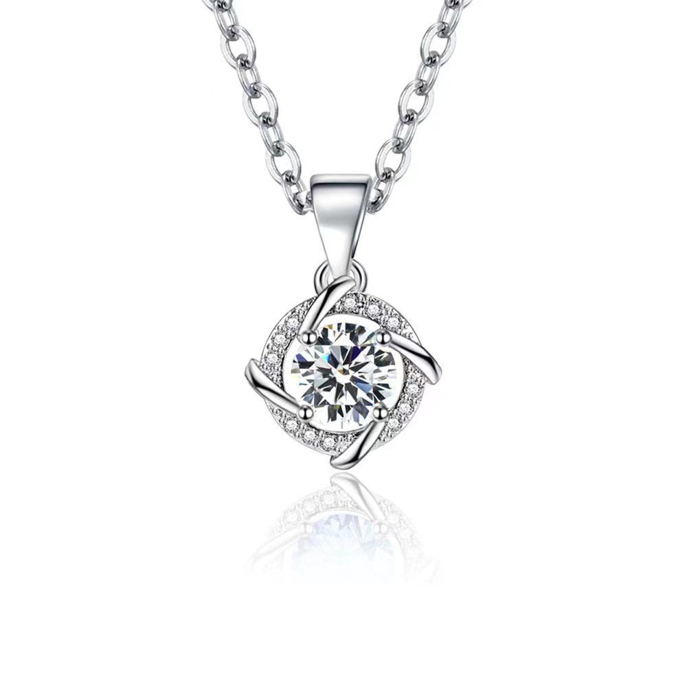 S925 Sterling Silver Windmill Moissanite Necklace