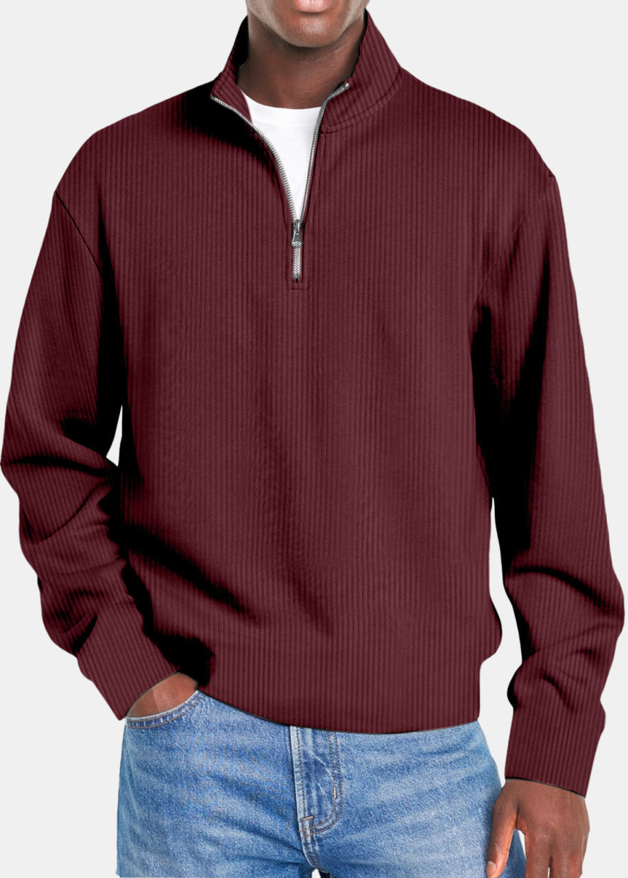Mens Casual Sporty Fashionable Slim-Fit Sweater With Long Sleeves And A Zipper