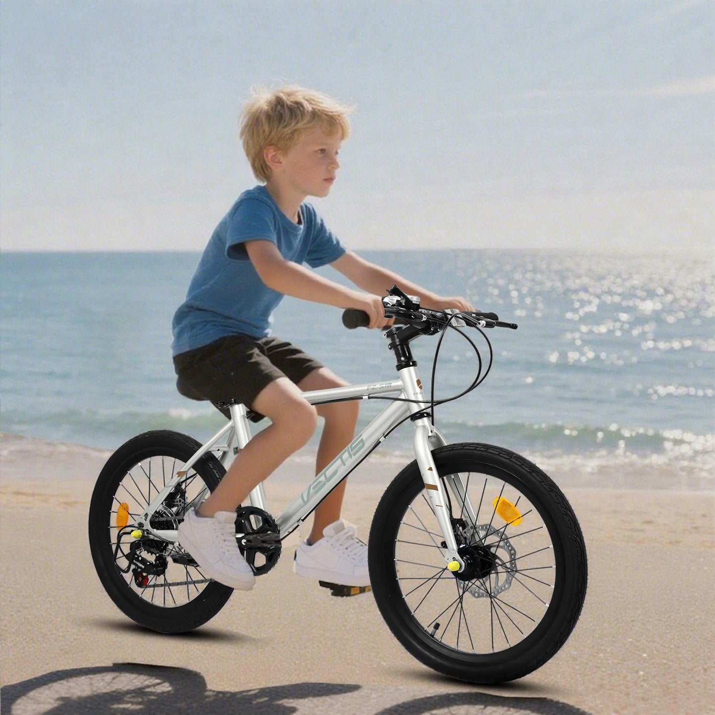 A20183 Kids Bike For 6-12 Years Old, 20 Inch Children's Bicycle For Boys Girls, 7-Speed Steel Frame, , Dual Disc Brakes, 20x1.75 Inch Tires Road Bike, 4 Color Options