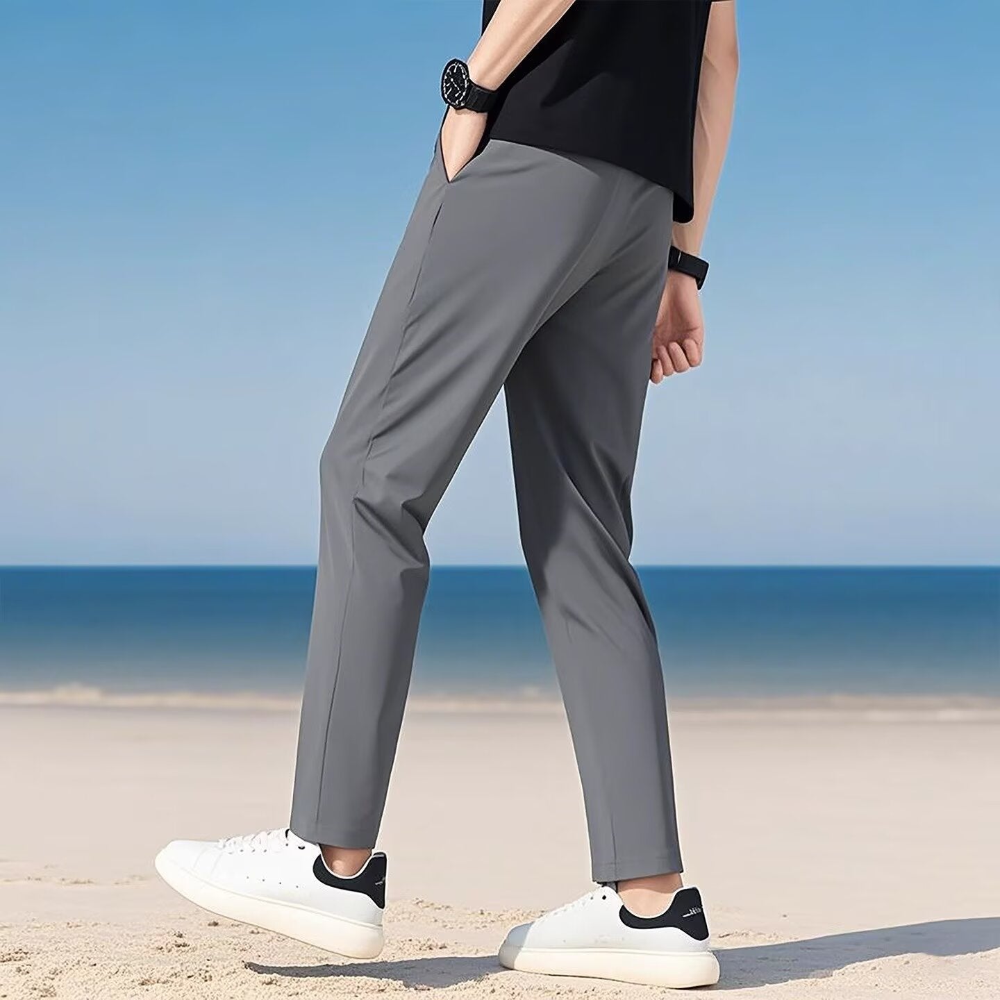 Loose-fitting Casual Draped Wide-leg Floor-length Pants
