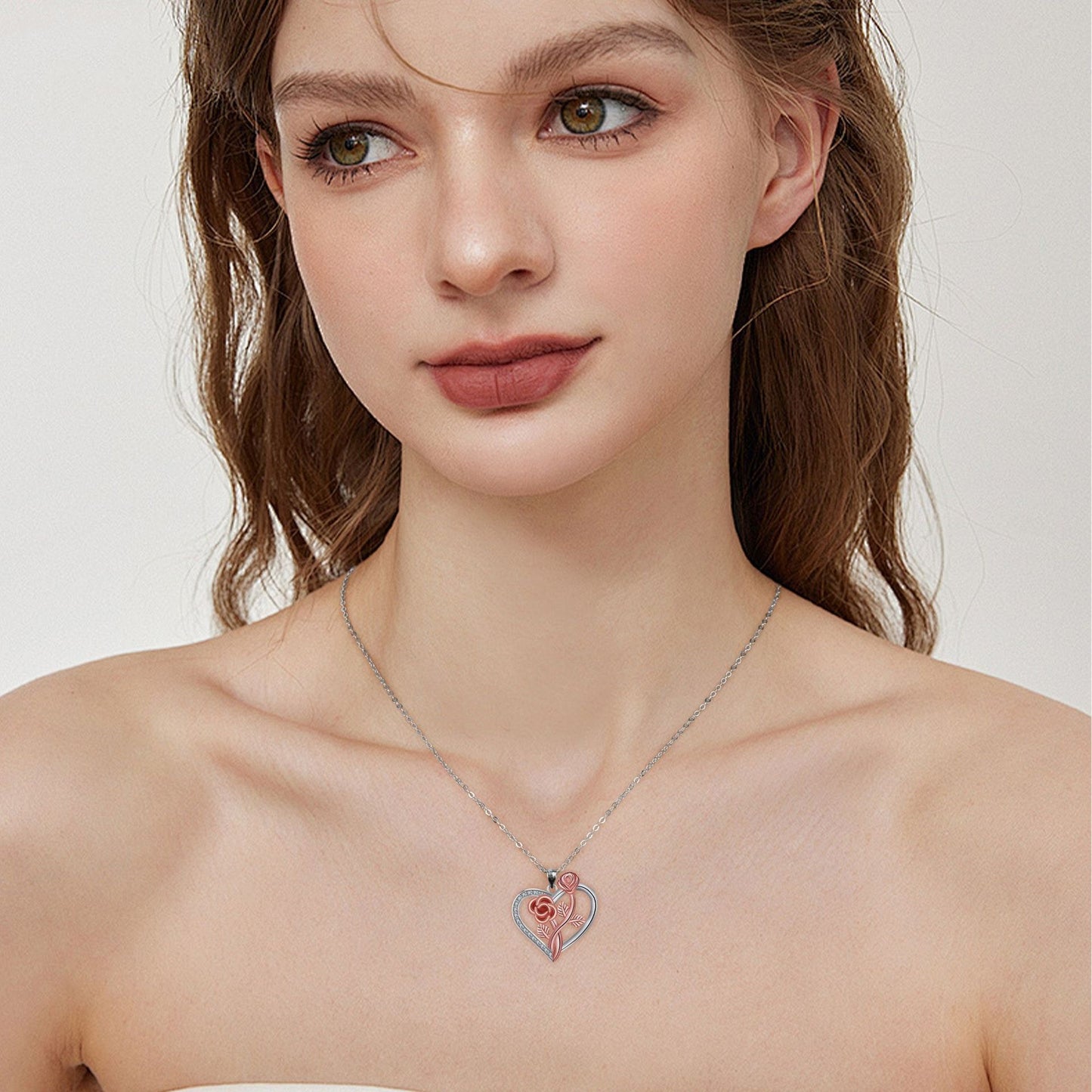 Fashion Love Pendant Double Rose Necklace