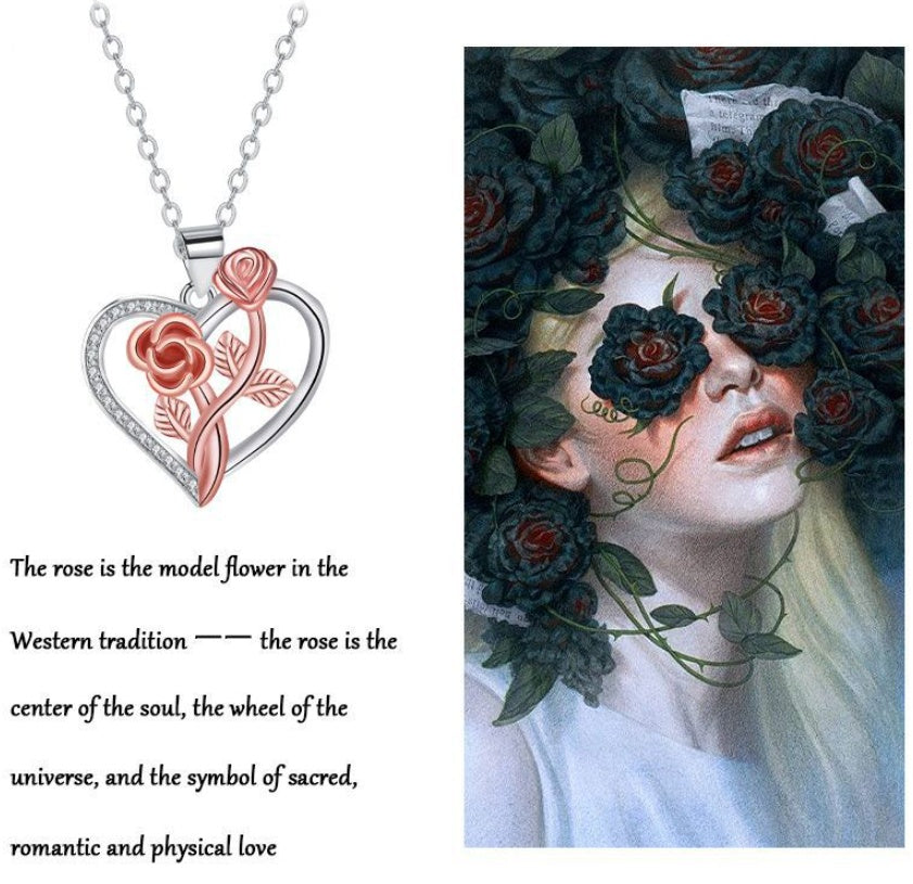Fashion Love Pendant Double Rose Necklace