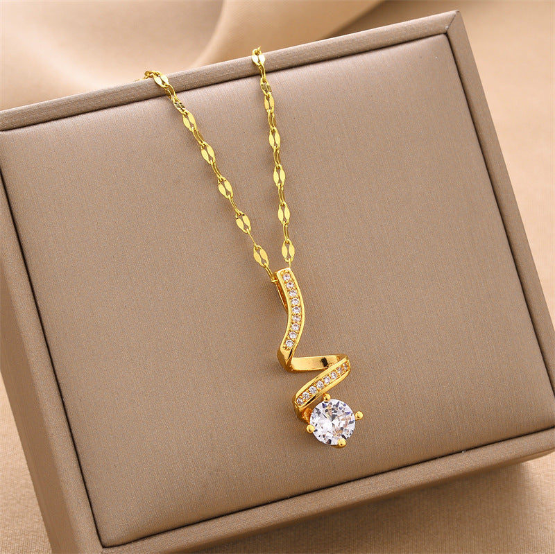 Necklace,stainless Steel,with Helix And Water Drop,Only Self-pickup Is Supported, And The Displayed Prices Are All Self-pickup Prices