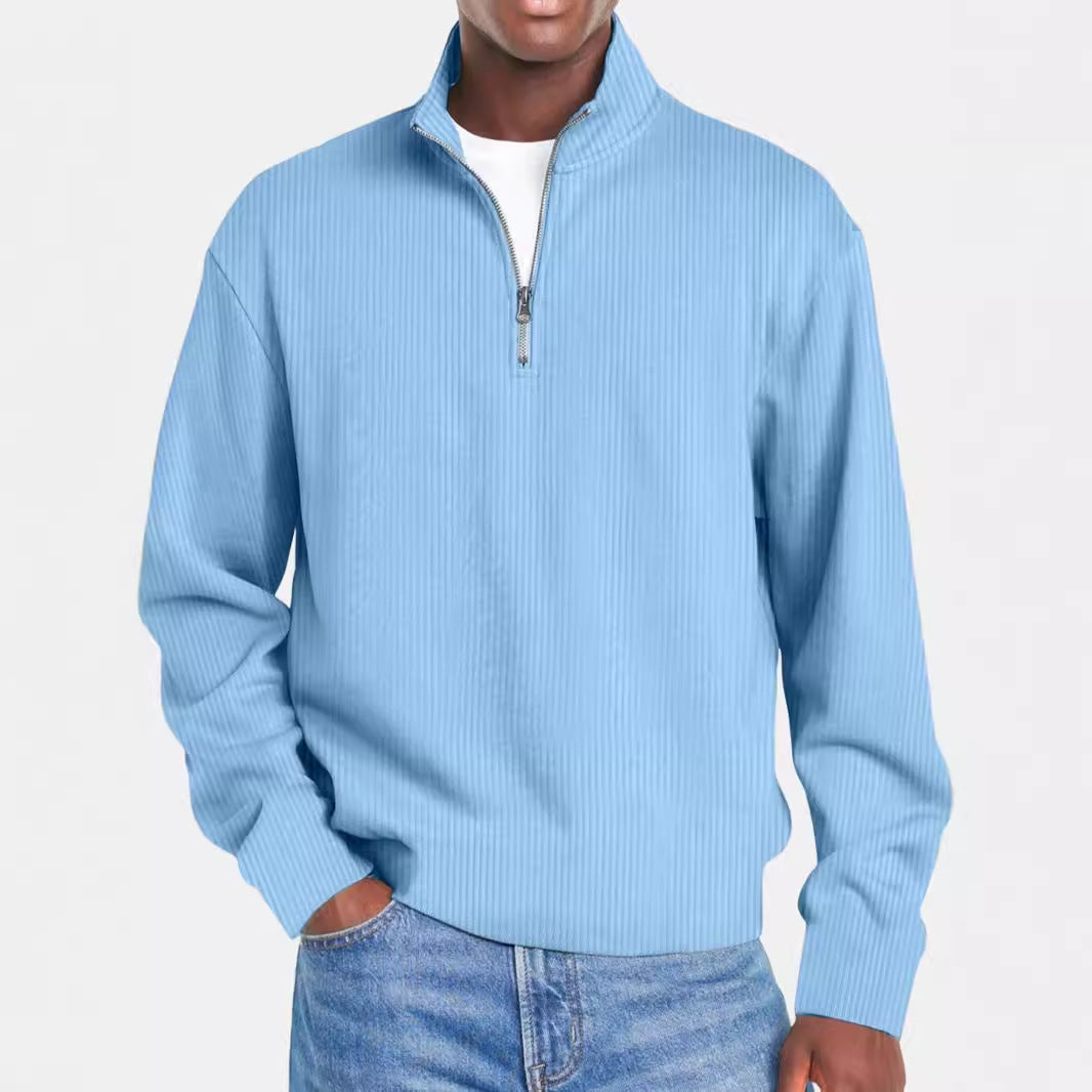 Mens Casual Sporty Fashionable Slim-Fit Sweater With Long Sleeves And A Zipper