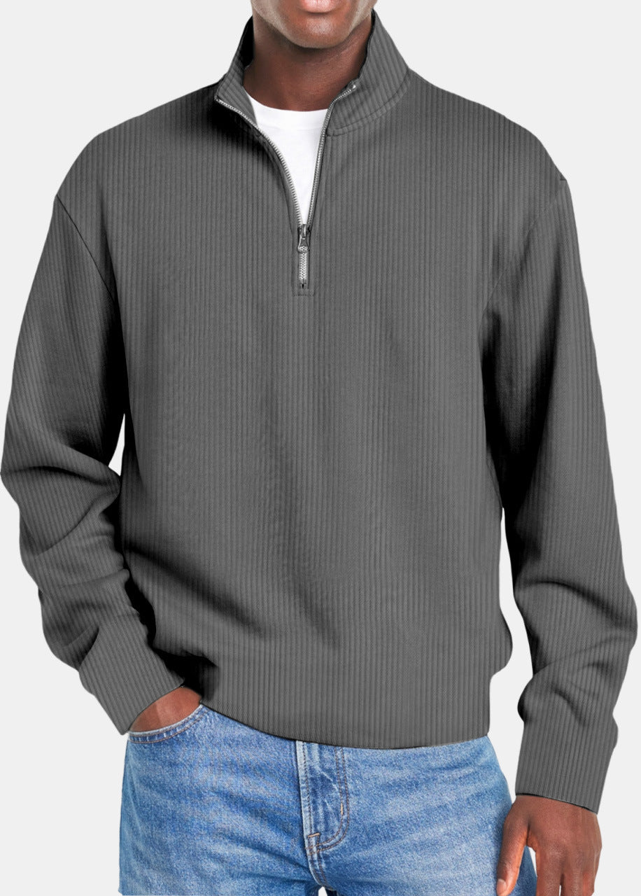 Mens Casual Sporty Fashionable Slim-Fit Sweater With Long Sleeves And A Zipper