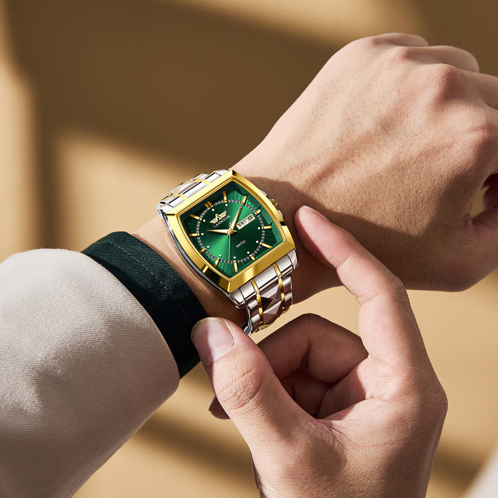 Square Wine Barrel Men's Steel Strip Waterproof Fully Automatic Watch