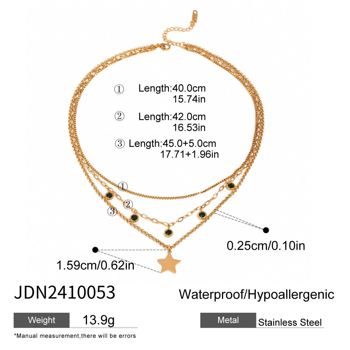 Stainless Steel Multi-layer Rhinestone Pendant Twin Necklace