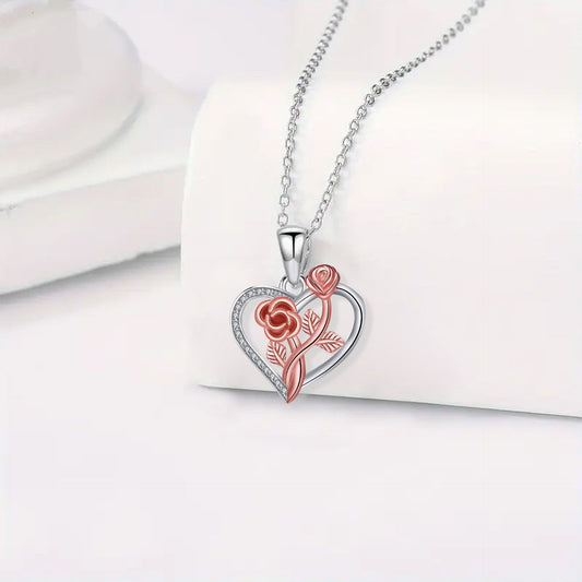 Fashion Love Pendant Double Rose Necklace