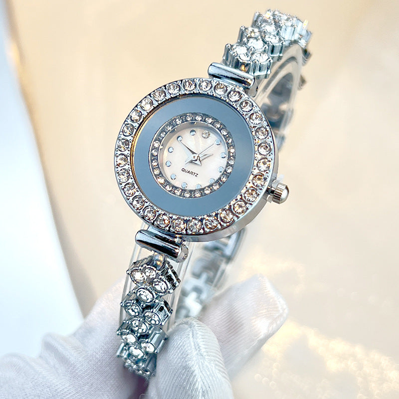 Diamond-encrusted Glass Rhinestone Women's Quartz Watch
