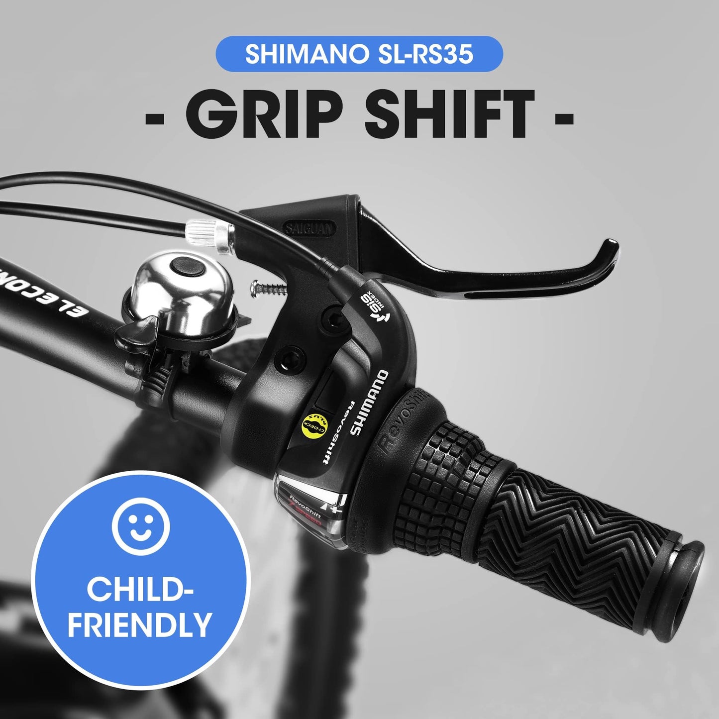 S20101 20 Inch Kids' Bike, Boys Girls Mountain Bike Ages 6-12, 7 Speed Teenager Children Kids' Bicycles, Front Suspension Disc Brake Rear V-Brake, High Steel Frame