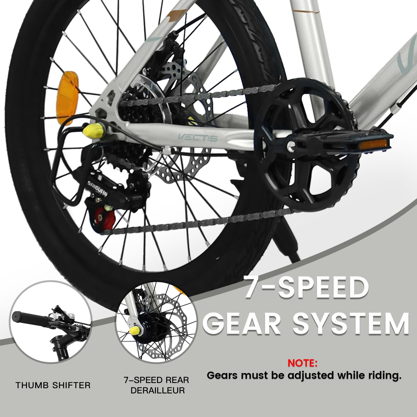 A20183 Kids Bike For 6-12 Years Old, 20 Inch Children's Bicycle For Boys Girls, 7-Speed Steel Frame, , Dual Disc Brakes, 20x1.75 Inch Tires Road Bike, 4 Color Options