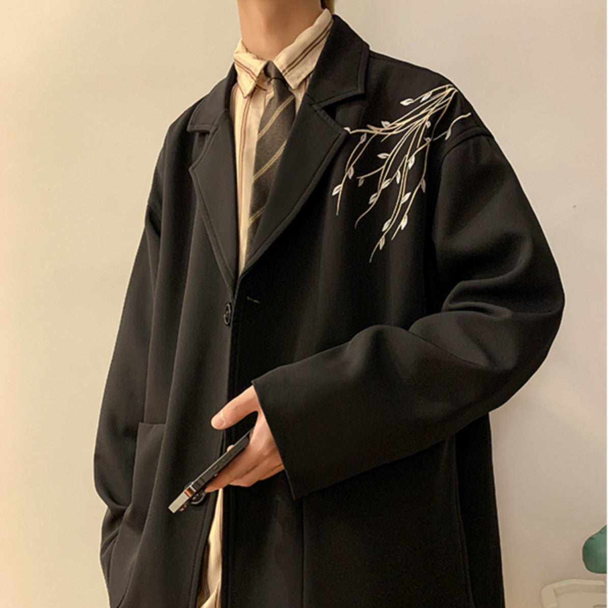 Mens Autumn Casual Stand-Up Collar Blazer