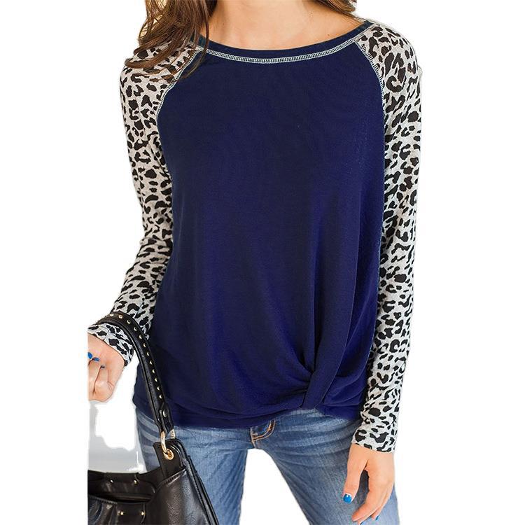 Long-sleeve Leopard-print T-shirt With A Twisted Hem