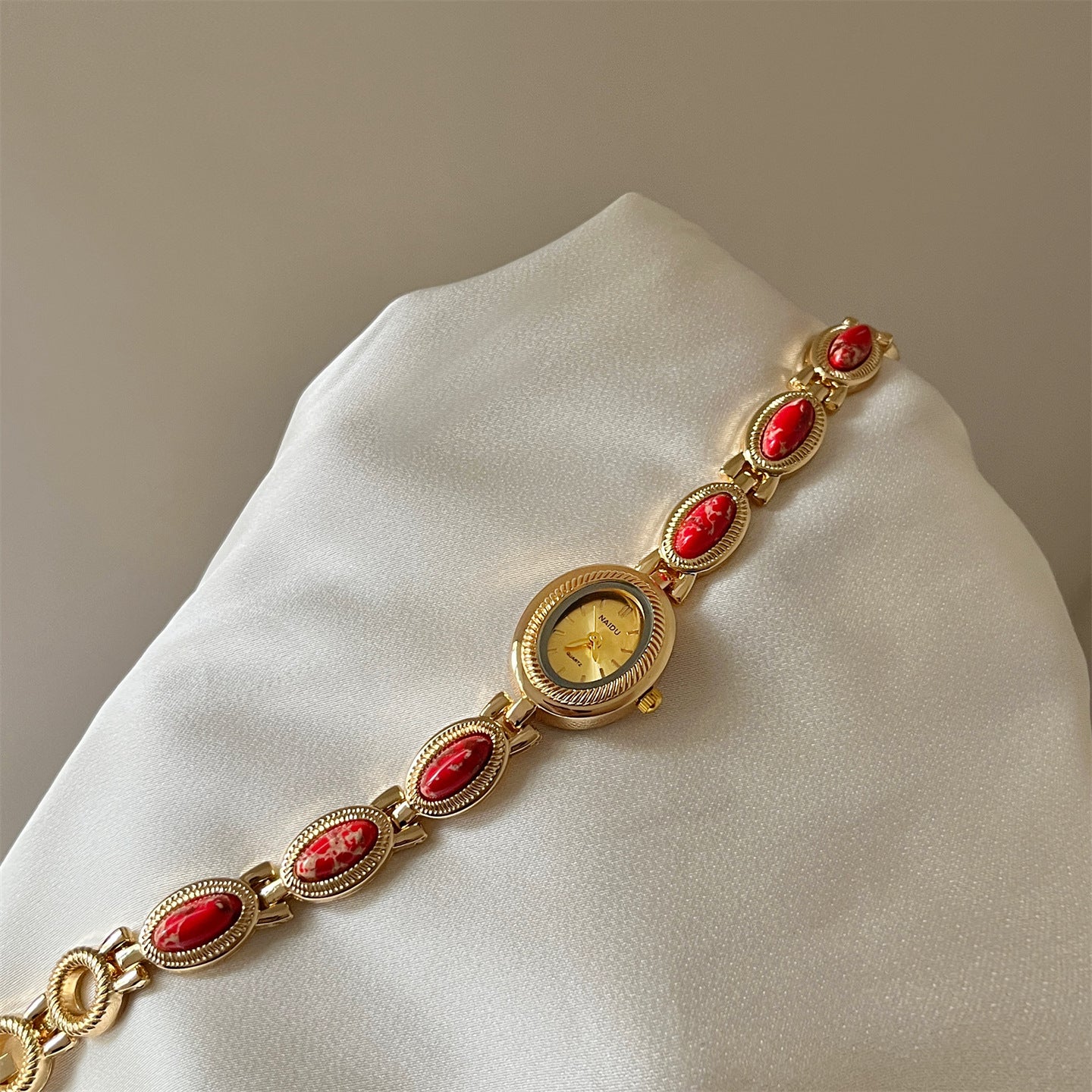 Women's Agate Bead Bracelet Watch