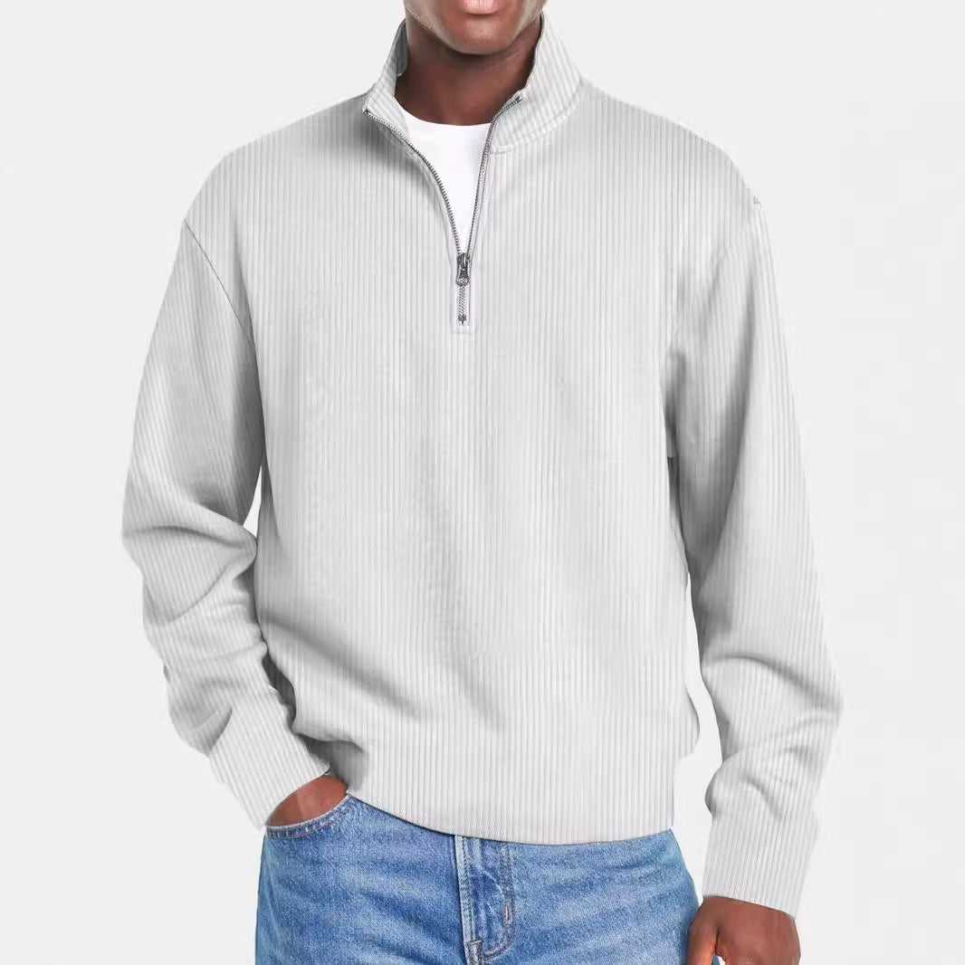 Mens Casual Sporty Fashionable Slim-Fit Sweater With Long Sleeves And A Zipper