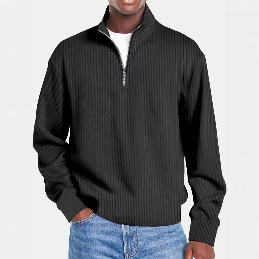 Mens Casual Sporty Fashionable Slim-Fit Sweater With Long Sleeves And A Zipper