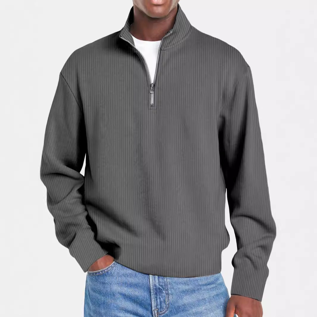Mens Casual Sporty Fashionable Slim-Fit Sweater With Long Sleeves And A Zipper