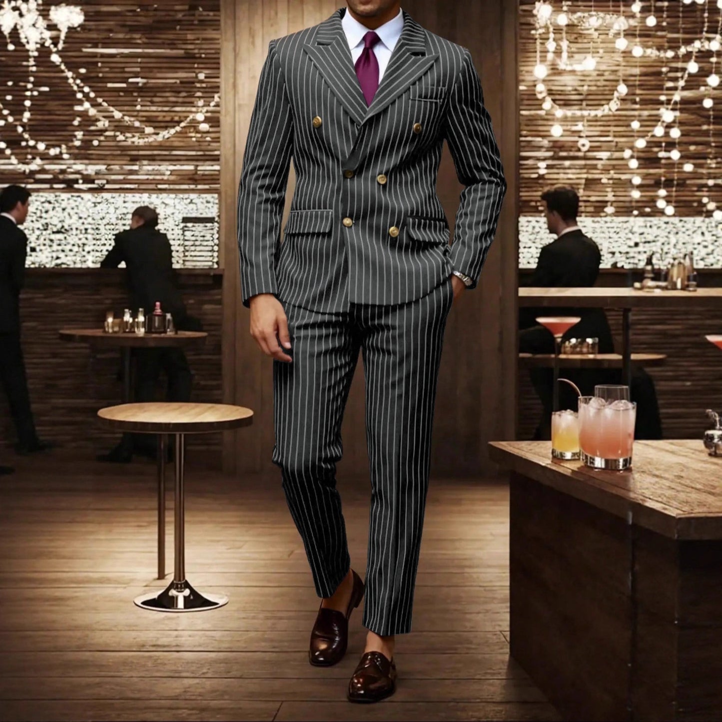 Mens Striped Business Suit Set