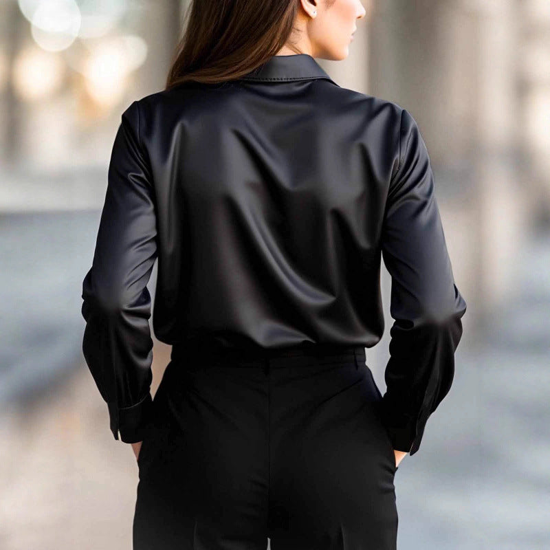 Elegant Long-sleeve Womens Blouse With A Refined