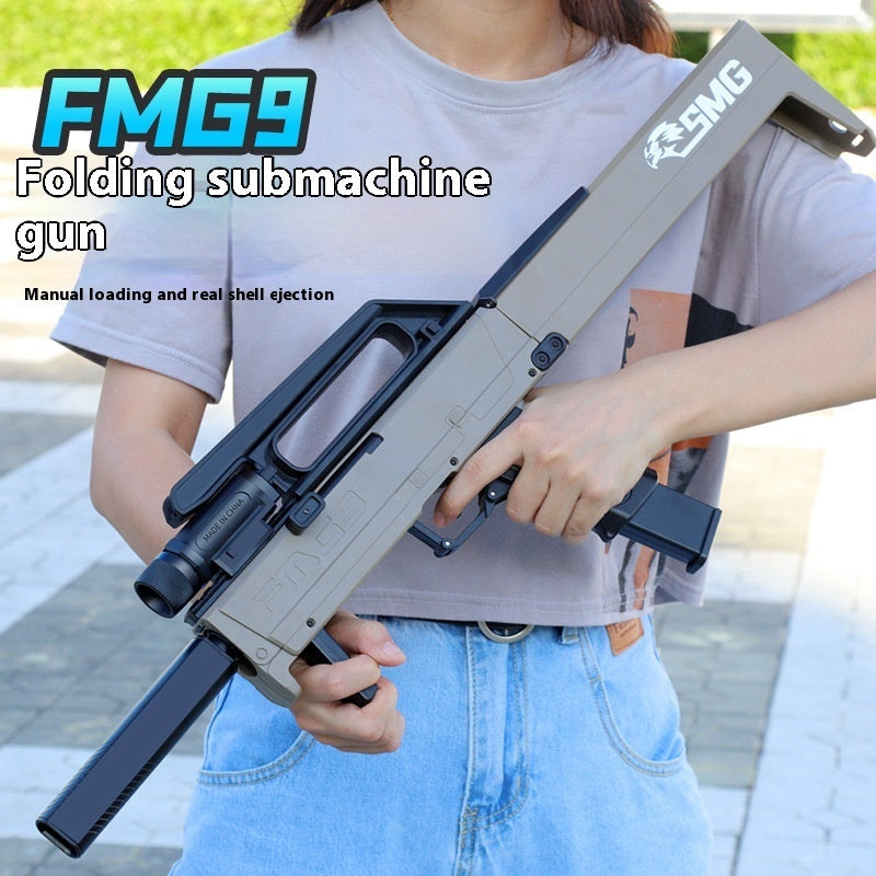 Fmg9 Folding Submachine Gun Manual Throwing Shell Soft Bullet Children Toy Gun