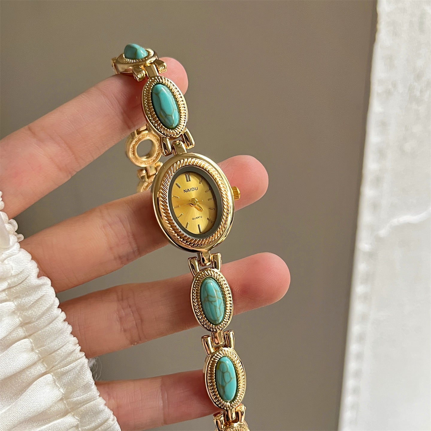 Women's Agate Bead Bracelet Watch