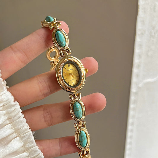 Women's Agate Bead Bracelet Watch