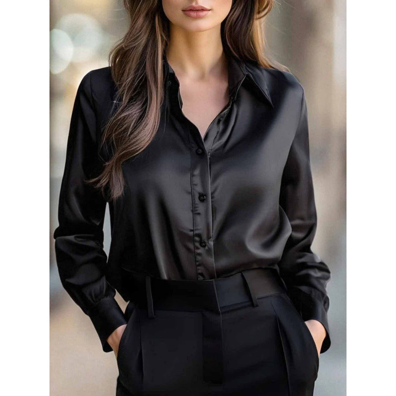 Elegant Long-sleeve Womens Blouse With A Refined