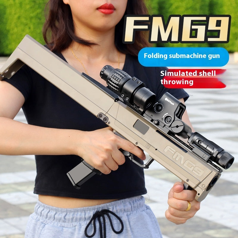 Fmg9 Folding Submachine Gun Manual Throwing Shell Soft Bullet Children Toy Gun