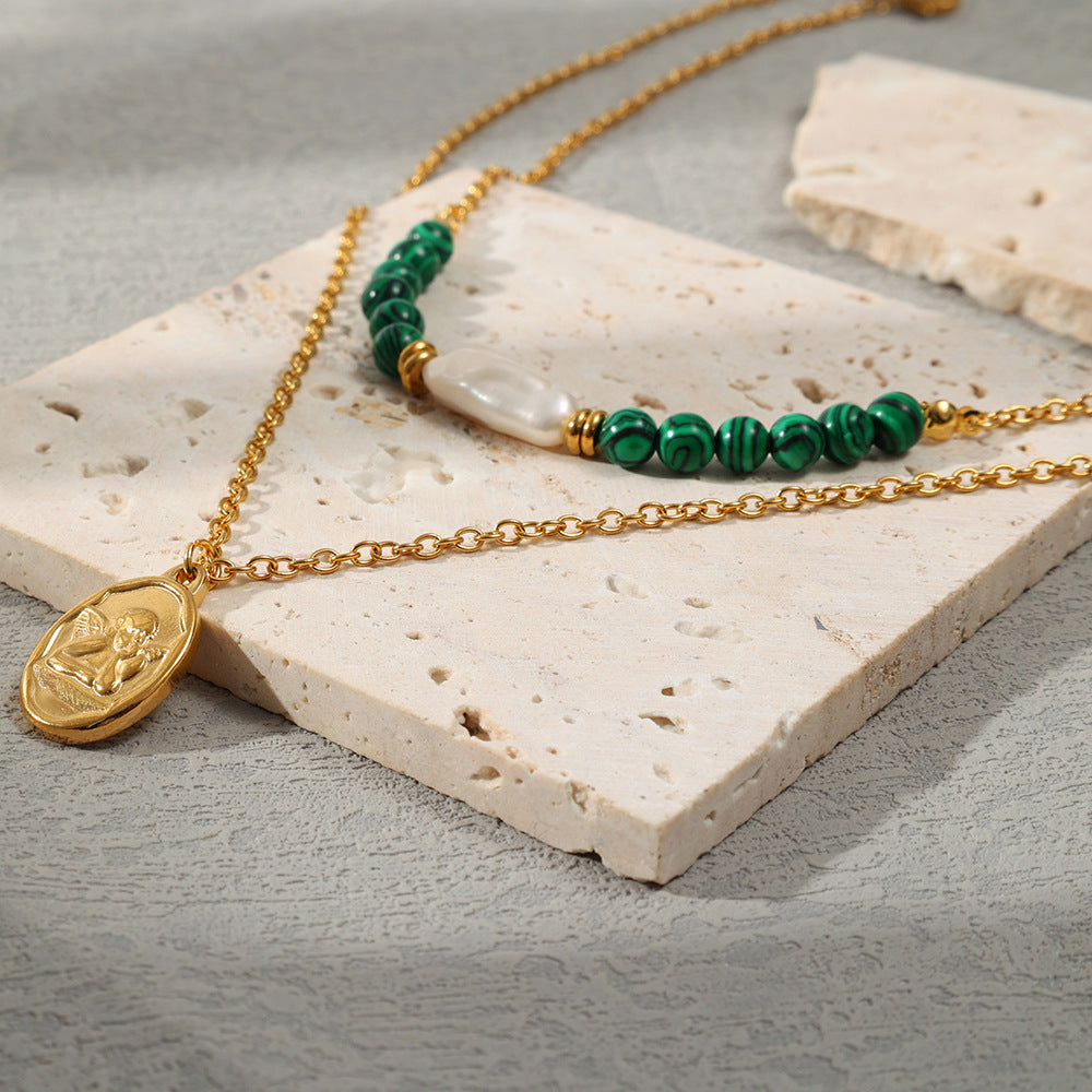 Fashion Double-layer Portrait Pendant Necklace