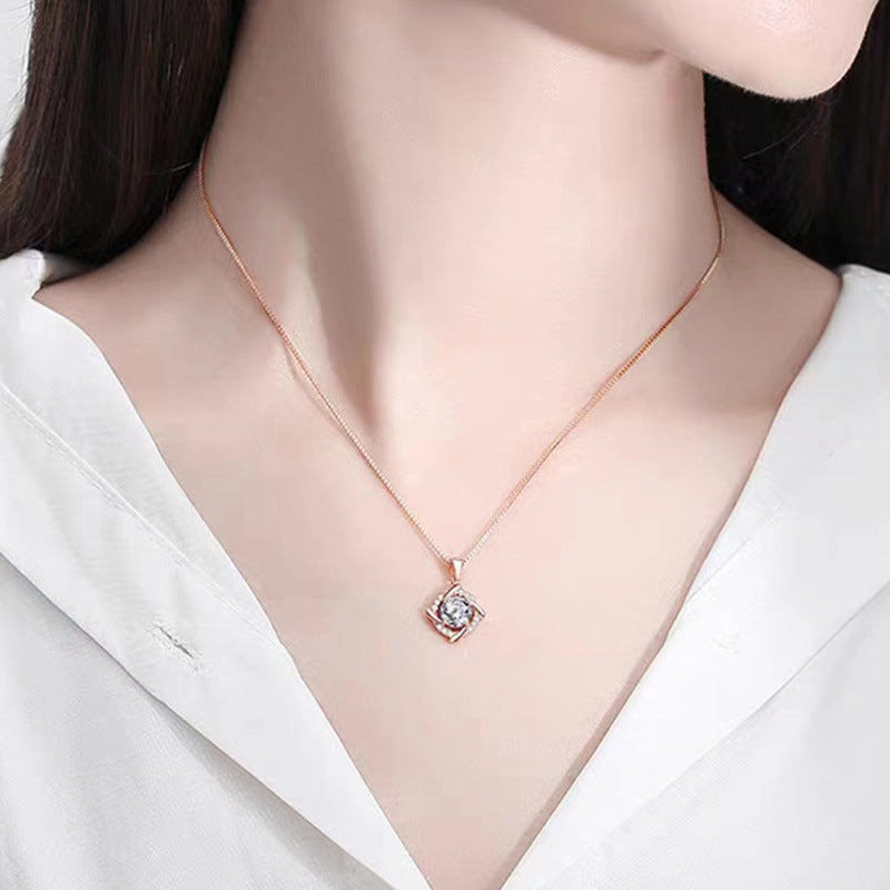 S925 Sterling Silver Windmill Moissanite Necklace