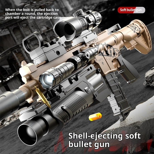 Children's Toy With Manual Bolt Throwing Shell Soft Bullet Gun