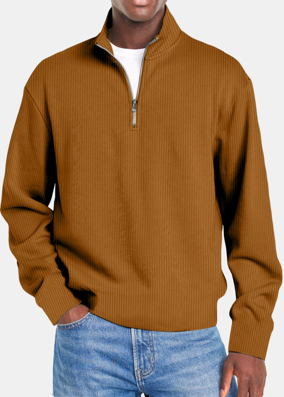 Mens Casual Sporty Fashionable Slim-Fit Sweater With Long Sleeves And A Zipper