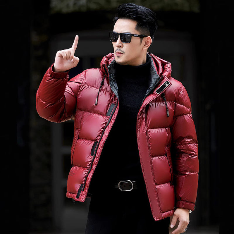 Mens Premium 90 White Duck Down Puffer Jacket With A Hood