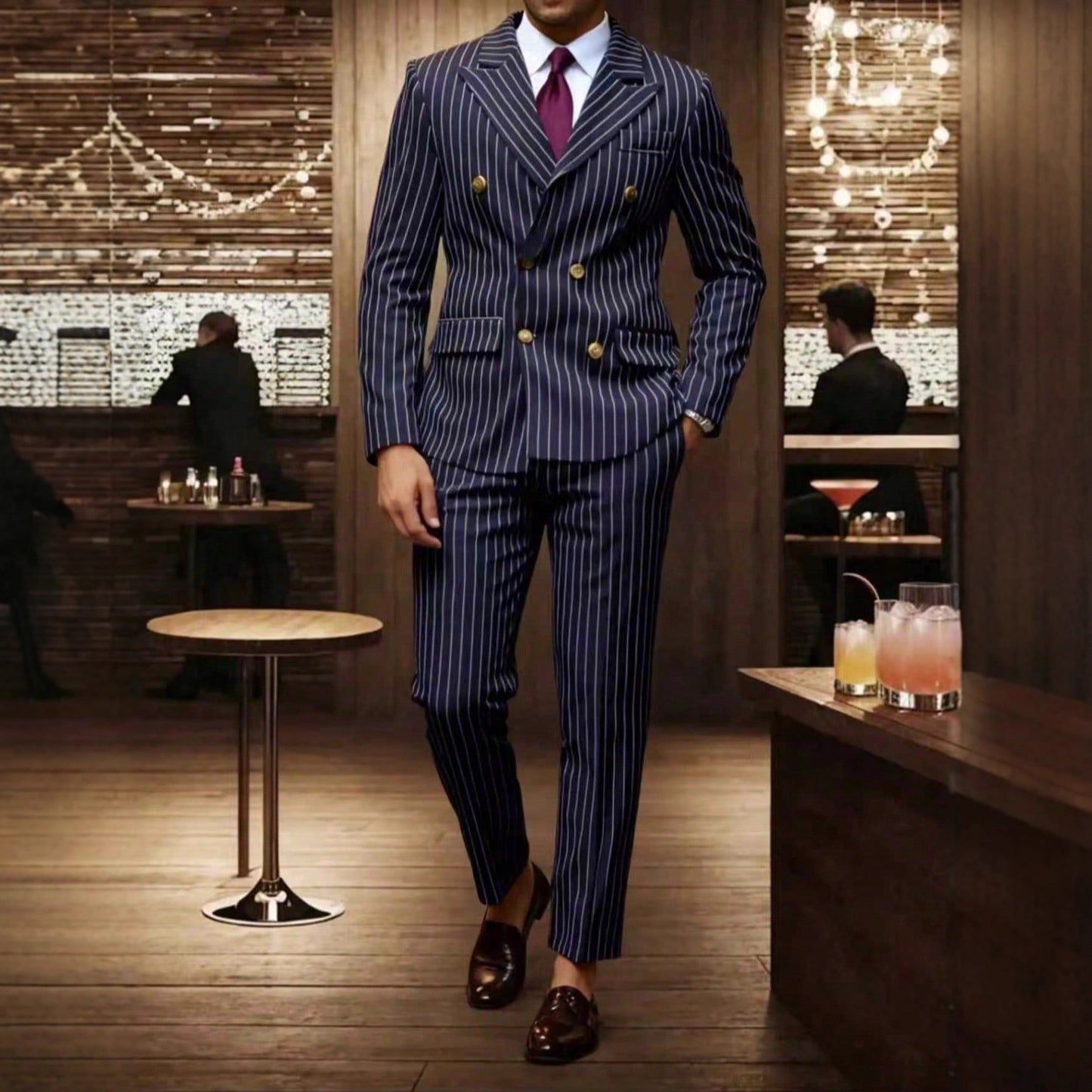 Mens Striped Business Suit Set