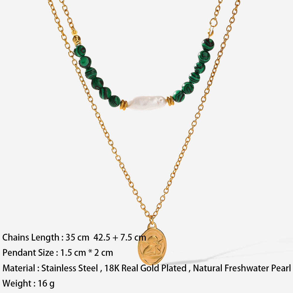 Fashion Double-layer Portrait Pendant Necklace