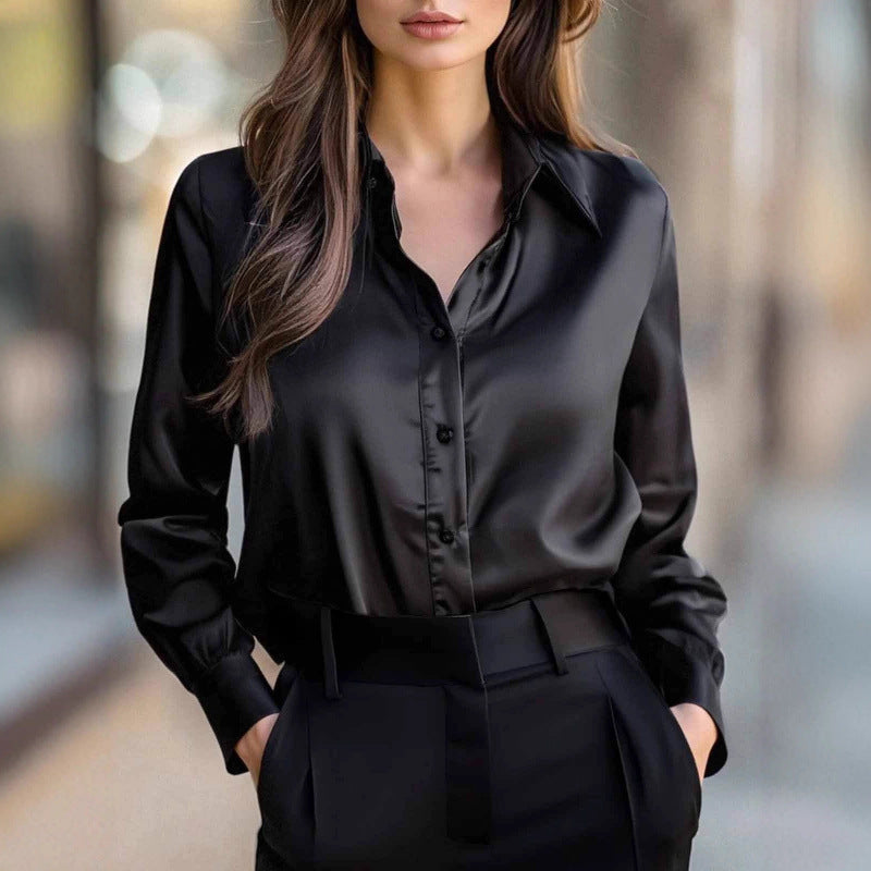 Elegant Long-sleeve Womens Blouse With A Refined